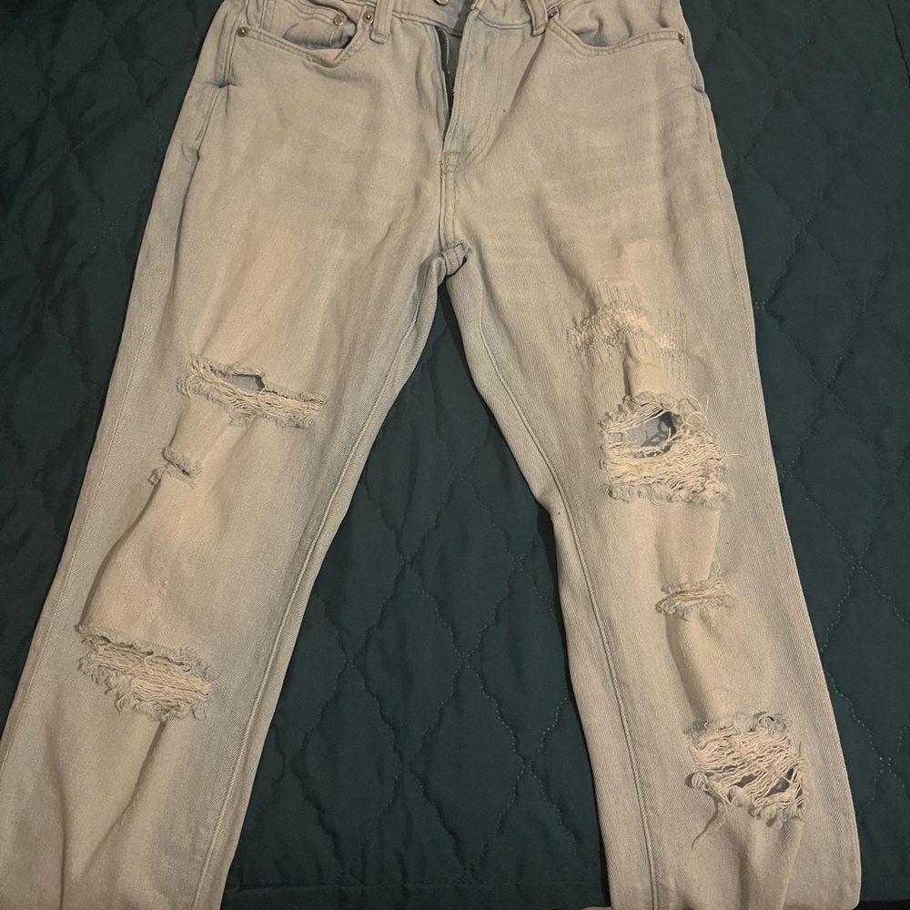 Men's Light Blue Distressed Jeans